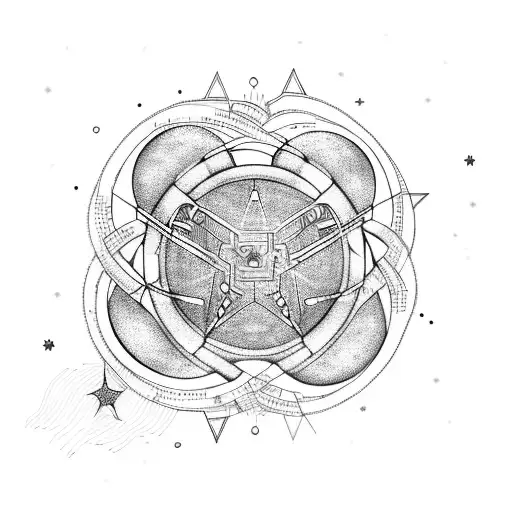 Computer Circuitry Intertwined With Moon And Stars