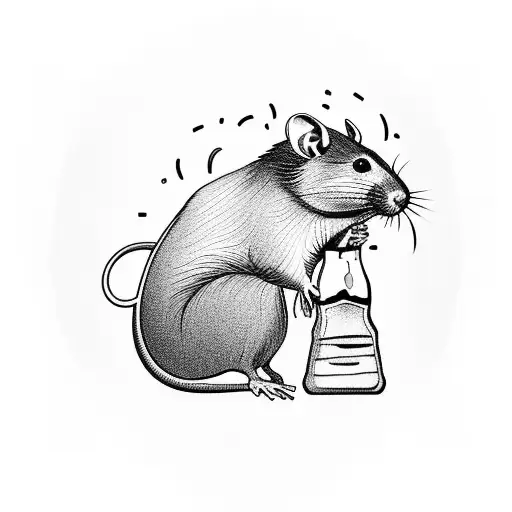 Rat Sitting On An Armchair Under A Palm Tree With Beers And Spraycans In His Hand