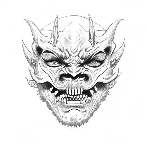 Scary Oni Mask With Some Background