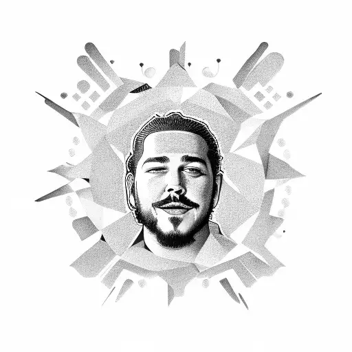 Post Malone's Face Surrounded By A Celestial Background