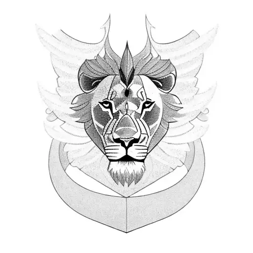 A Lion Wearing A Military Helmet With Angel Wings
