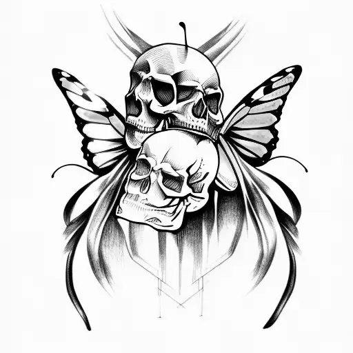Butterfly Skull And Woman