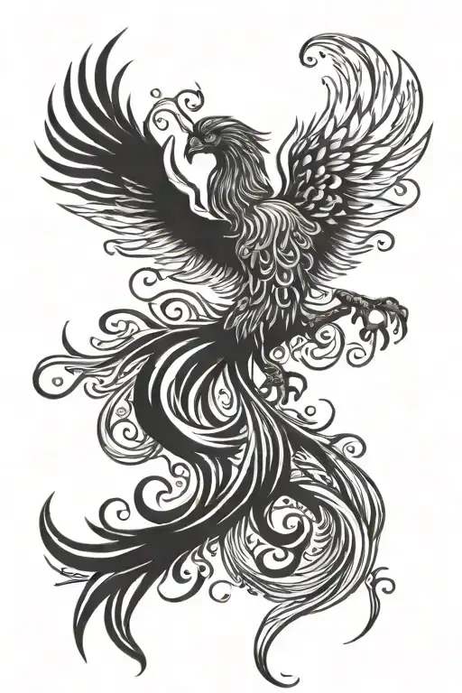 Phoenix Hip Tattoo Design