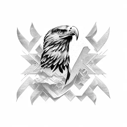 Letters Cmsm And Eagle Head On Shoulder