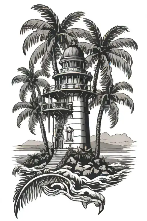 Palm Tree With St Augustine Lighthouse