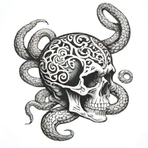 Skull And Snakes On The Whole Back