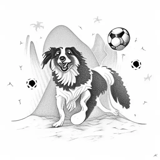 A Reggae-inspired Border Collie Playing Soccer On A Beach In Brazil