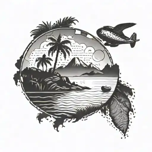 Combine A Football And Island Landscape Into A Unique Design