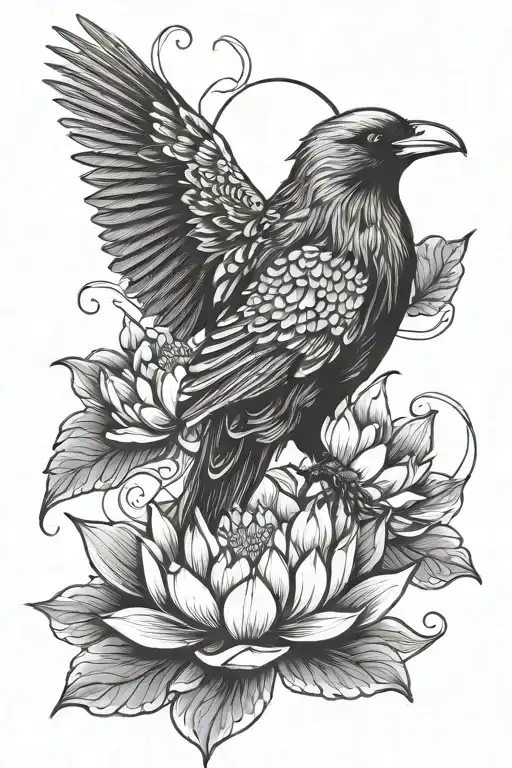 Gothic Crow Lotus Flower