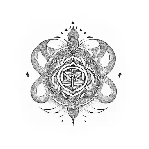 Create A Blackwork Tattoo Of A Sacred Symbol Representing Umbanda And Orixas