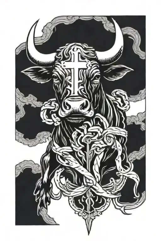Bull With A Jesus Cross