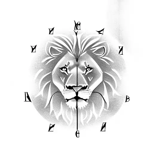 Lion With Compass And Clock