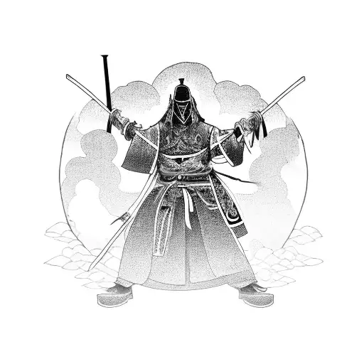 A Gothic Interpretation Of A Japanese Samurai Warrior With A Crow Perched On Their Shoulder