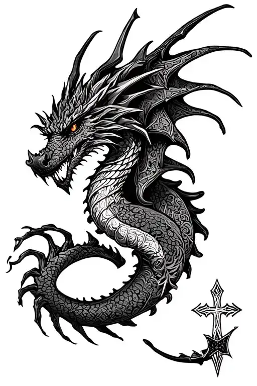 Dragon With Templar Cross