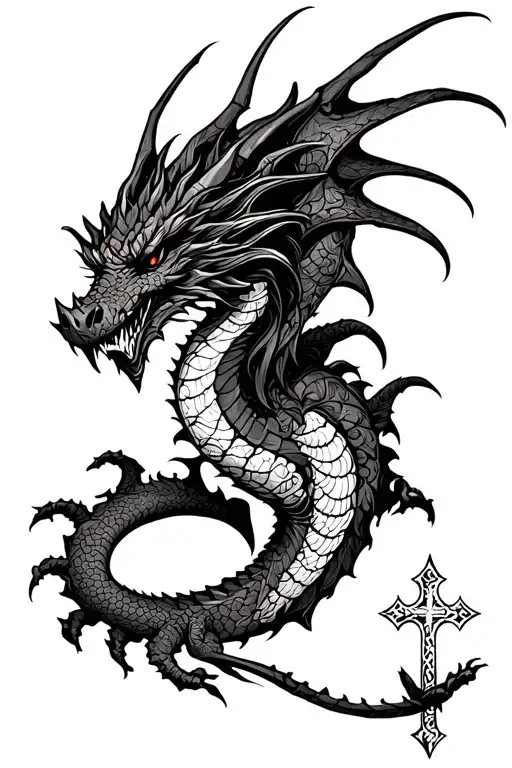 Dragon With Templar Cross