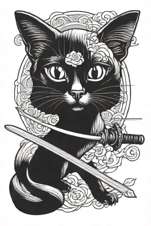 Siamese Cat With Katana