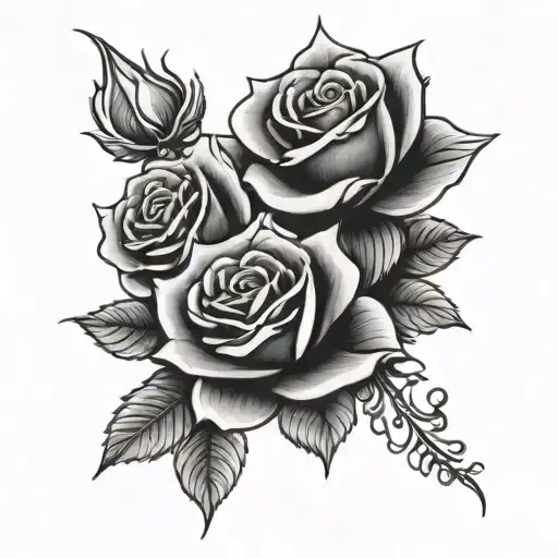 Three Roses With The Dallas Cowboys Symbol