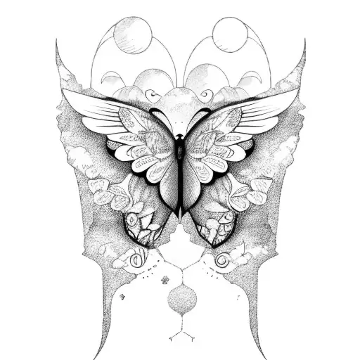 Butterfly With Mountains And Ocean Inside Wings