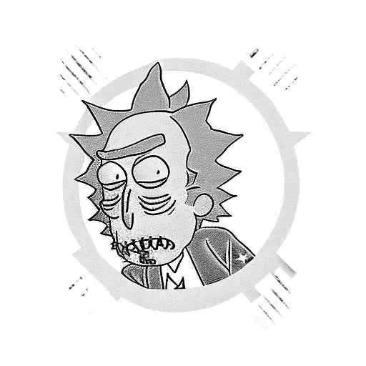 A Blackwork Tattoo Of Rick And Morty Exploring A Galaxy