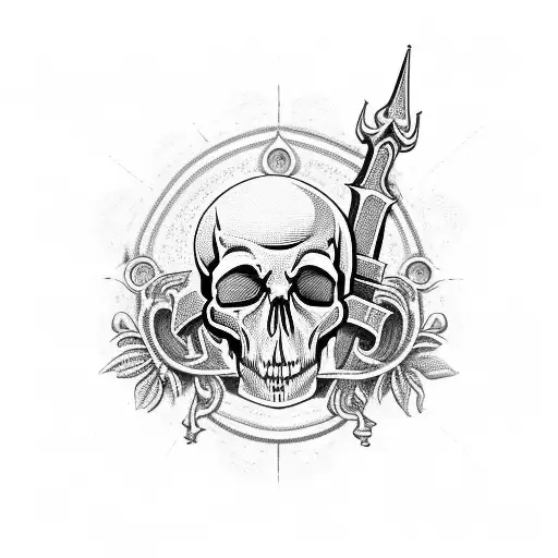 Gothic Cathedral With A Skull As The Centerpiece