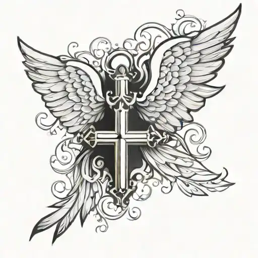 Angel Wings Cross Surrounded