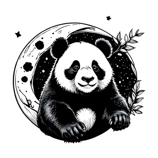 Panda On A Moon