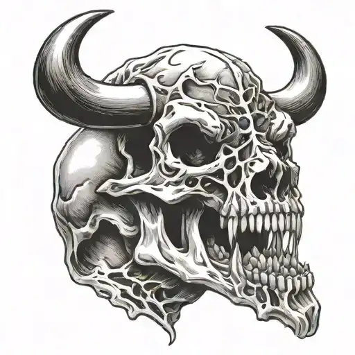 Buffalo Skull Barbell In Mouth