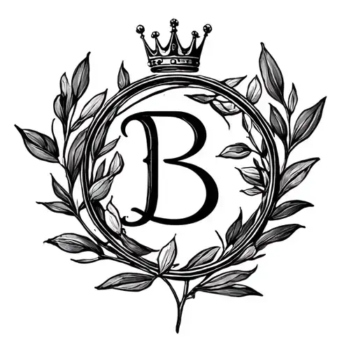 Letter B In Side Of An Olive Branch Circle With A Crown On Top