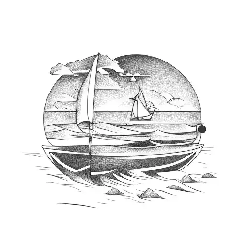 Beach Scene With A Sailor And A Fishing Boat