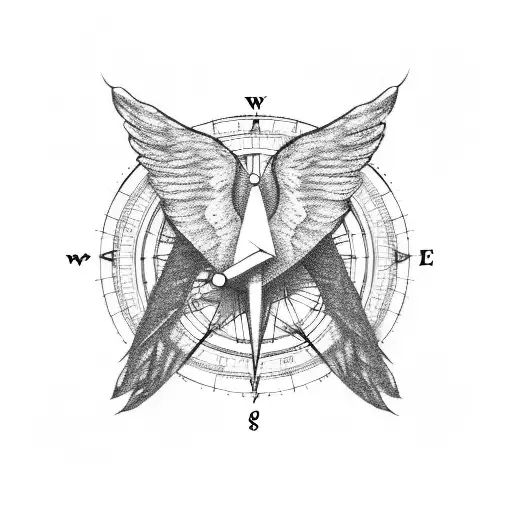 Wing With Compass And Traveller