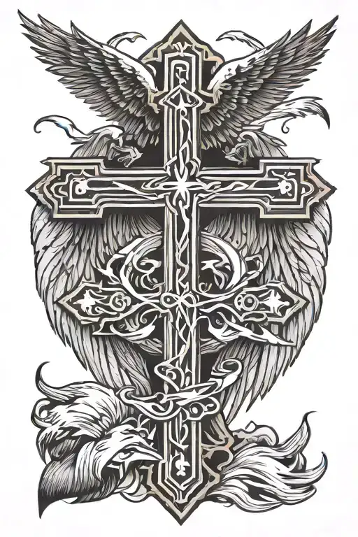 Cross With Eagle Wings