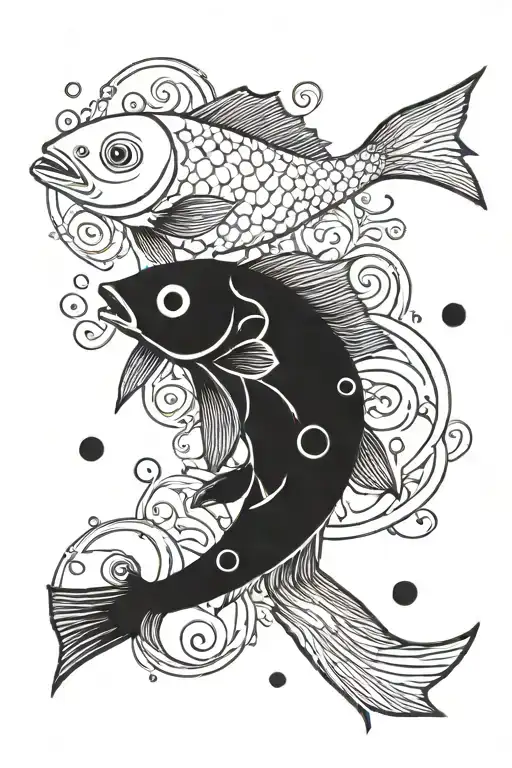Simple Pisces Fish With Aries Symbol