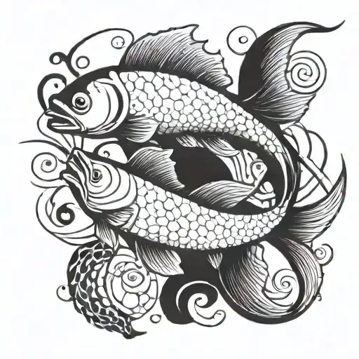 Simple Pisces Fish With Aries Symbol