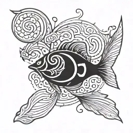 Simple Pisces Fish With Aries Symbol