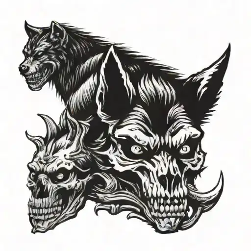 Werewolf With Wolf Skull Wearing