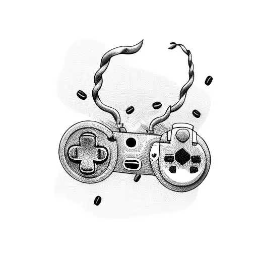 Game Controller Intertwined With Coffee Beans