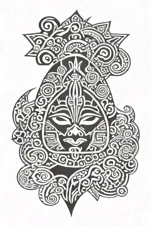 A Fusion Of Maori And Azteca Symbols Representing Strength And Resilience