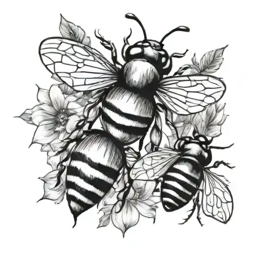 Bee And Lady Bug Sitting Together