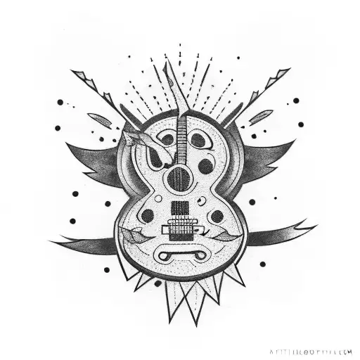 A Rebellious Rockeira With A Guitar And Wildflowers