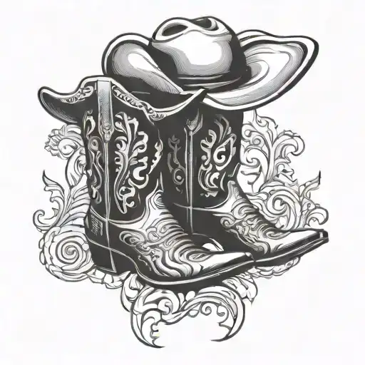 Cowboy Boots With A Cowboy Hat