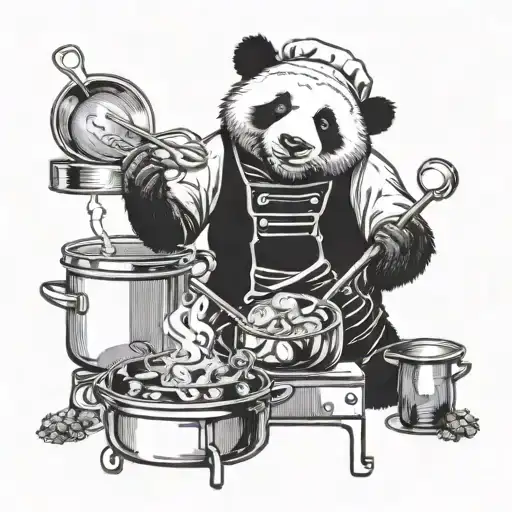 A Panda Chef Cooking Up A Storm In A Kitchen Filled With Musical Instruments