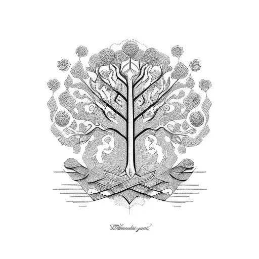 A Stylized Family Tree With Intricate Details