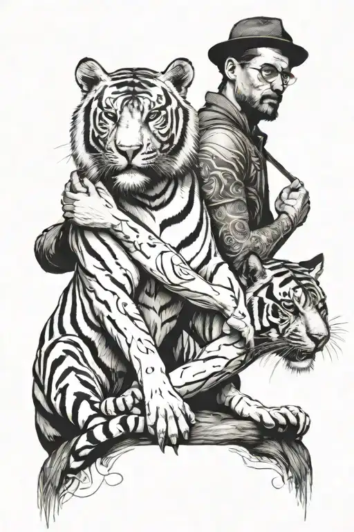 Tiger And Vitruvio Man Holding