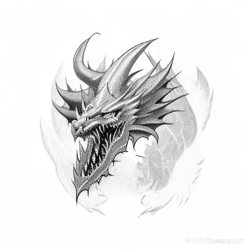 White Griffin Fighting Red Dragon