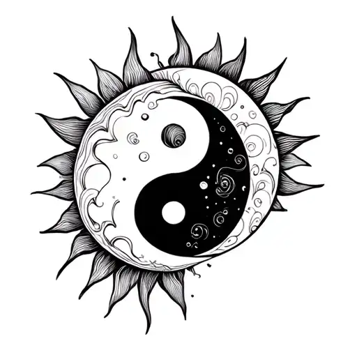 Yin And Yang With Sun And Moon