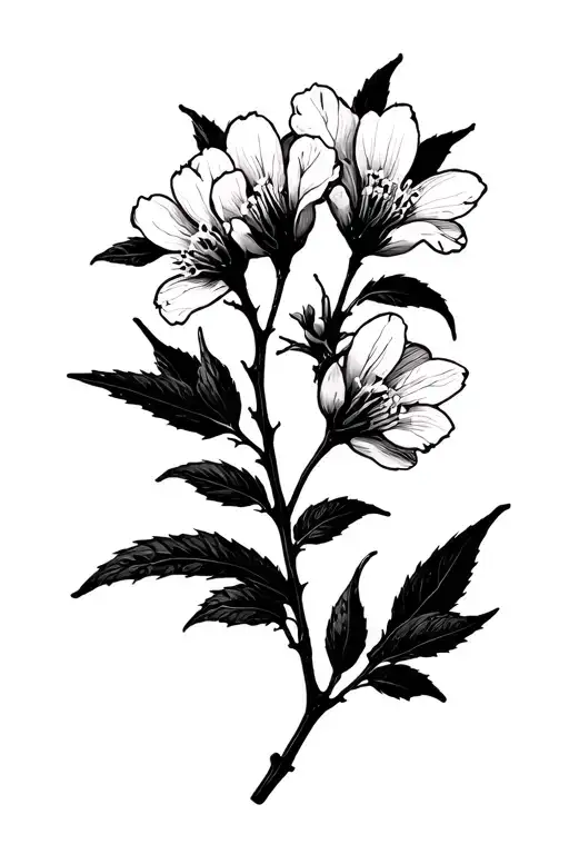 Blackthorn Flower Branch In Blackout Negative Space