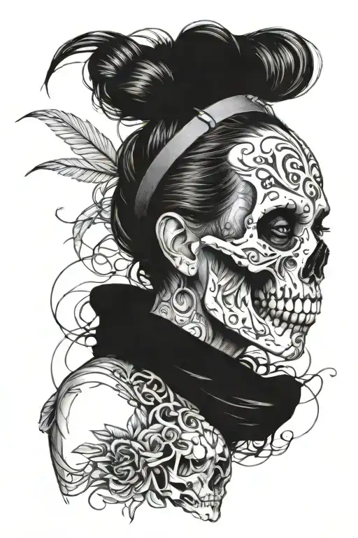 Girl That Taking Off Shirt And Theres A Skull For Her Weist