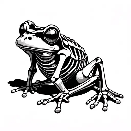 Frog Skeleton Sat Down Facing Foward