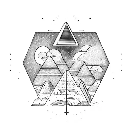 An Egyptian Pyramid With A Ufo Hovering Above It