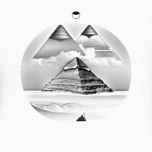 An Egyptian Pyramid With A Ufo Hovering Above It